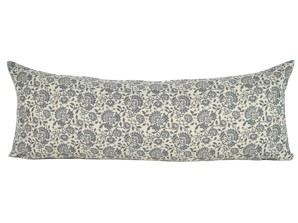 Tara Grey Floral Block Print pillow