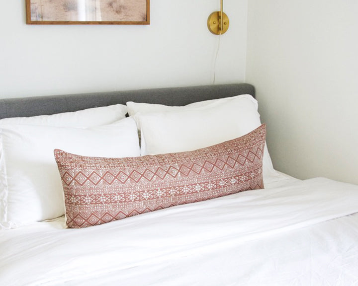 Batik Extra Long Lumbar Pillow Blush 14x36