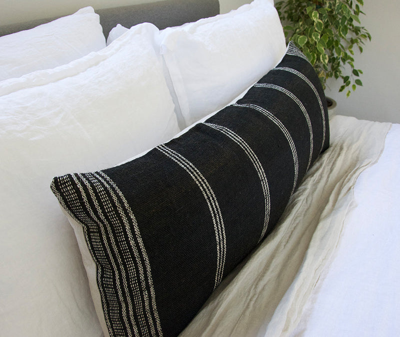 Black Bhujodi Extra Long Lumbar Pillow 14x36 Homies