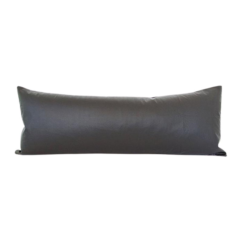 Black Faux Leather Extra Long Lumbar Pillow Case 14x36 Homies