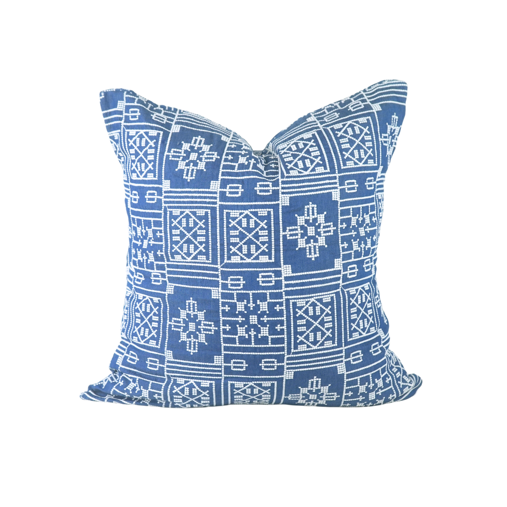 Blue Embroidered Geometric pillow