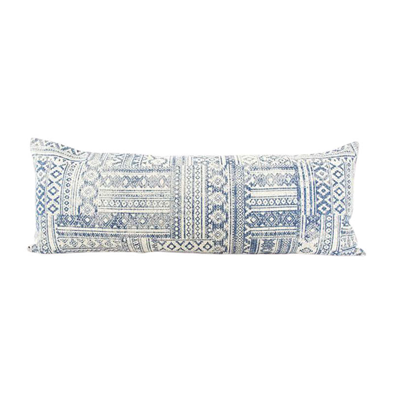 Blue Off White Southwestern Extra Long Lumbar Pillow