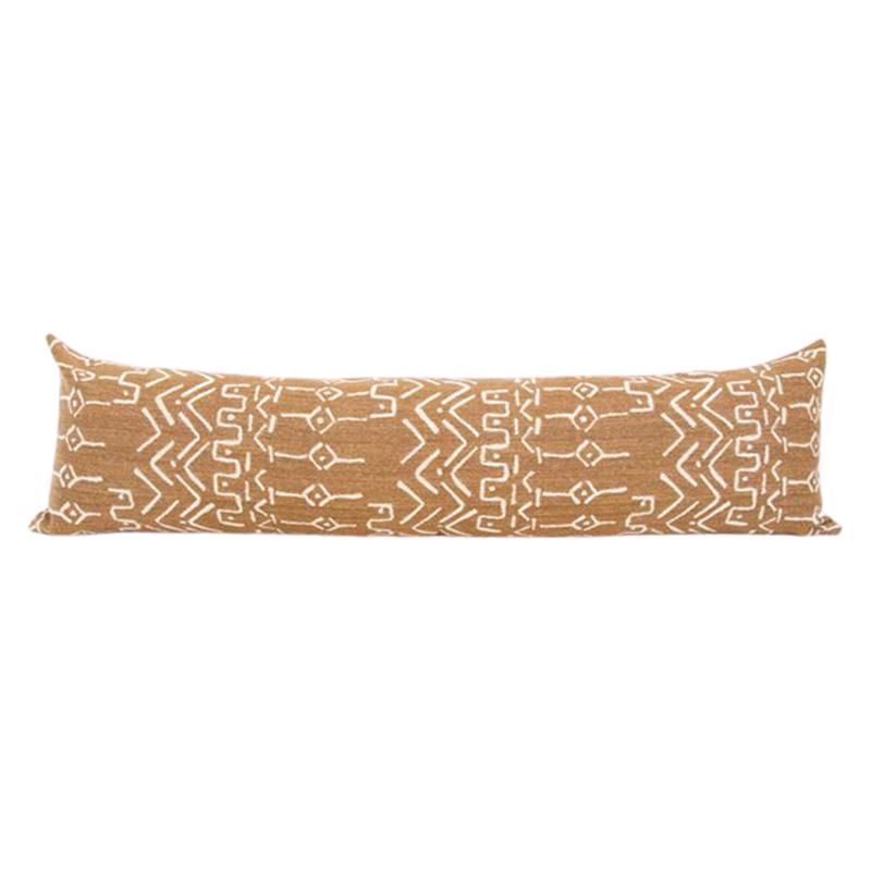 Cognac Mud Cloth Pattern Extra Long Lumbar Pillow Case - 14x50 pillow