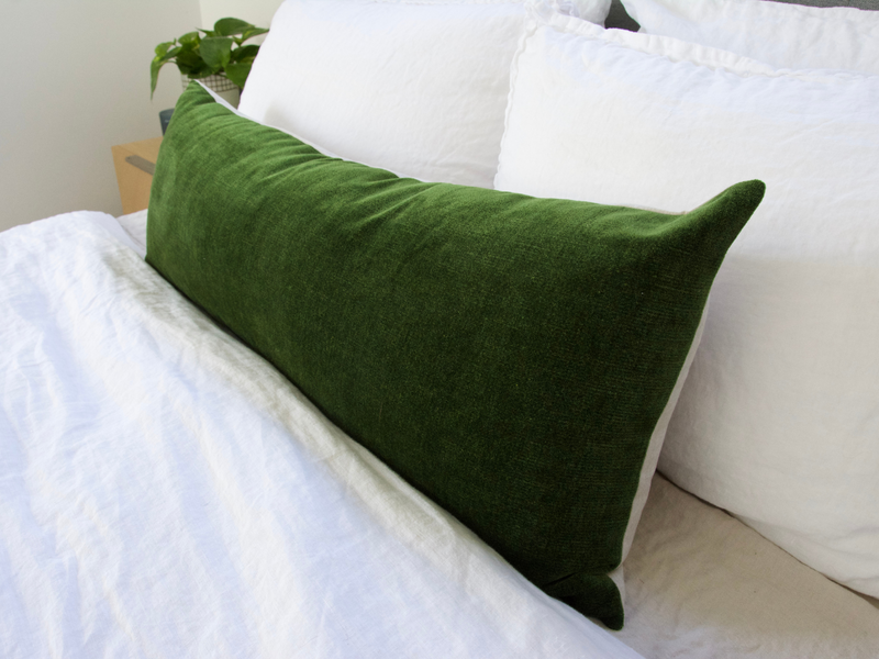 Forest Green Velvet Extra Long Lumbar Pillow Case 14x36 Homies