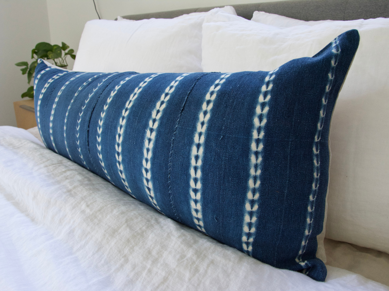 Indigo mudcloth lumbar pillow hot sale