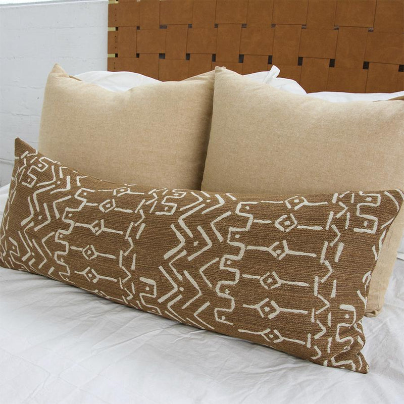 Cognac Mud Cloth Pattern Extra Long Lumbar Pillow Case - 14x36