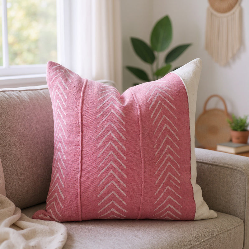 Mixed Light Pink Mud Cloth Pillow