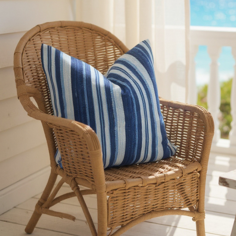 Aqua Blue Vintage Indigo Stripes