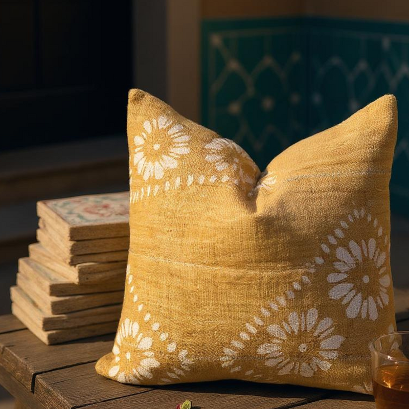Soft Yellow Flowers Mud Cloth