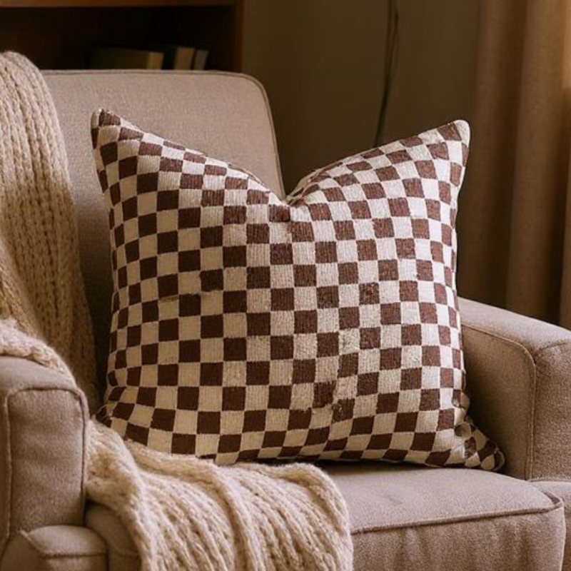Hand Painted Checkered Mud Cloth