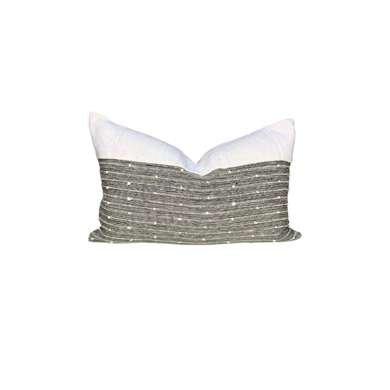 Handwoven Mixed Black and White Stripes Mayan and Mudcloth Pillow