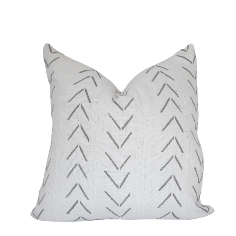 White with Grey Arrows Mud Cloth