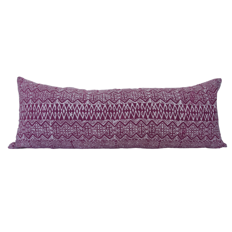 Batik Extra Long Lumbar Pillow #1 - Pink - 14x36