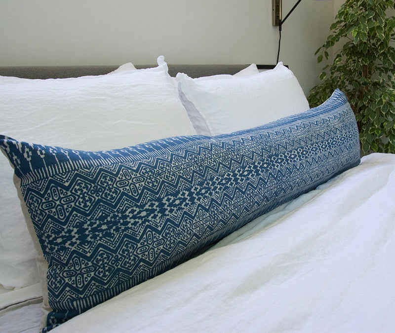 Batik Extra Long Lumbar Pillow - Blue - 14x50