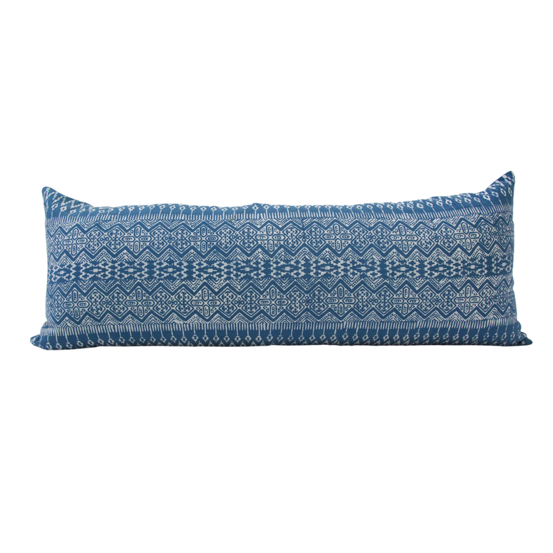 Batik Extra Long Lumbar Pillow Case - Blue #1 - 14x36 pillow