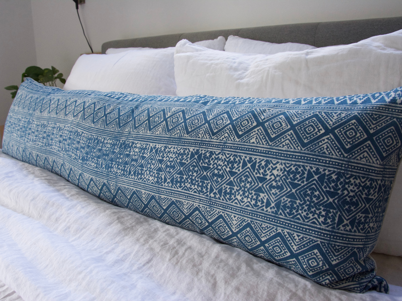 Batik Extra Long Lumbar Pillow Case - Blue #2 - 14x50