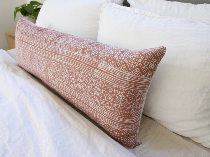 Batik Extra Long Lumbar Pillow Case - Blush - 14x36 #6