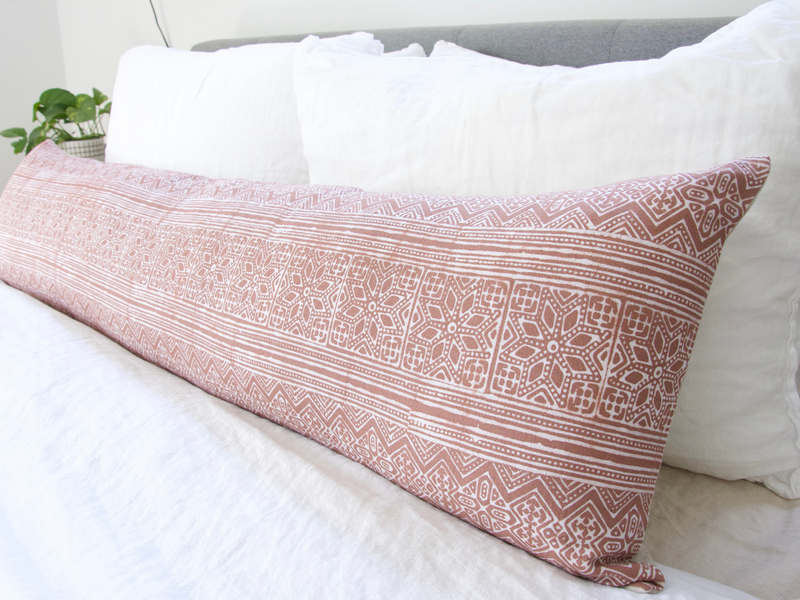 Batik Extra Long Lumbar Pillow Case - Blush #1 - 14x50