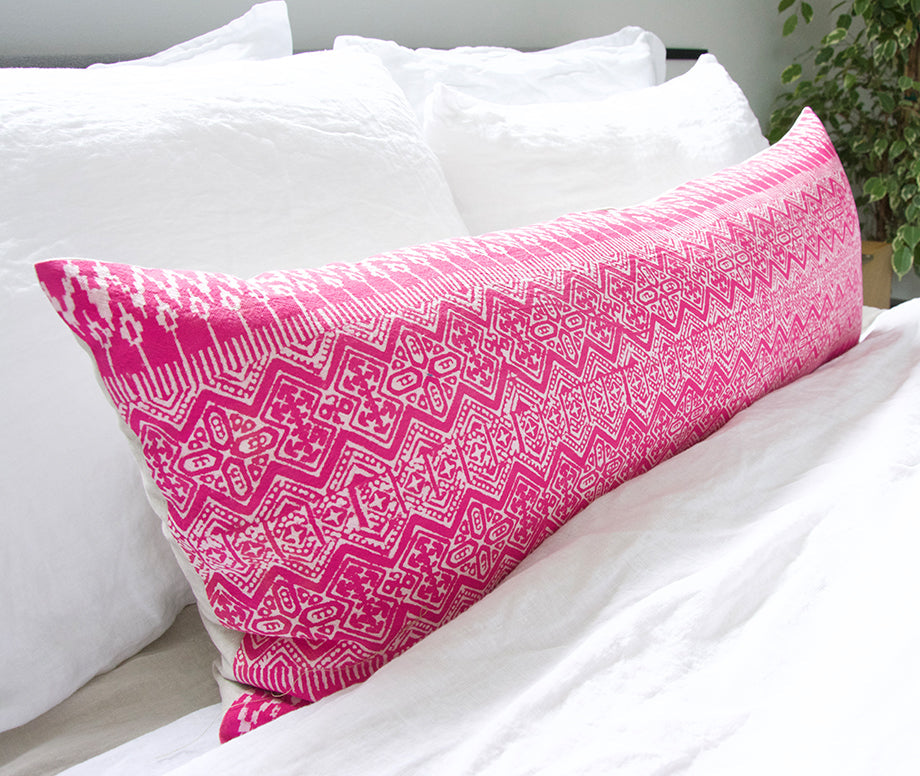 Batik Extra Long Lumbar Pillow Electric Pink 14x36 – Homies