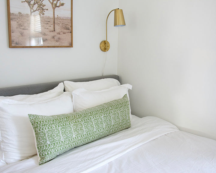 Batik Extra Long Lumbar Pillow - Green - 14x36