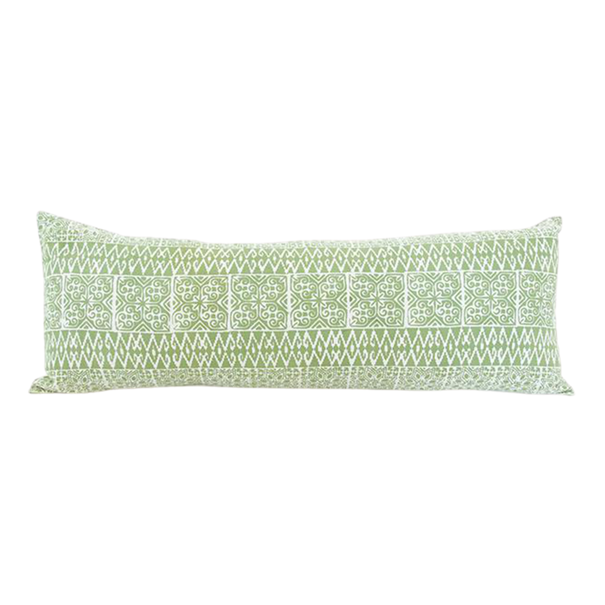 Batik Extra Long Lumbar Pillow Green 14x36 Homies