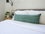 Batik Extra Long Lumbar Pillow Case - Green & Baby Blue #1 - 14x36