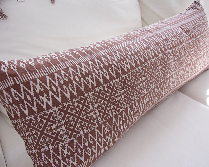 Batik Extra Long Lumbar Pillow Case - Mocha - 14x36