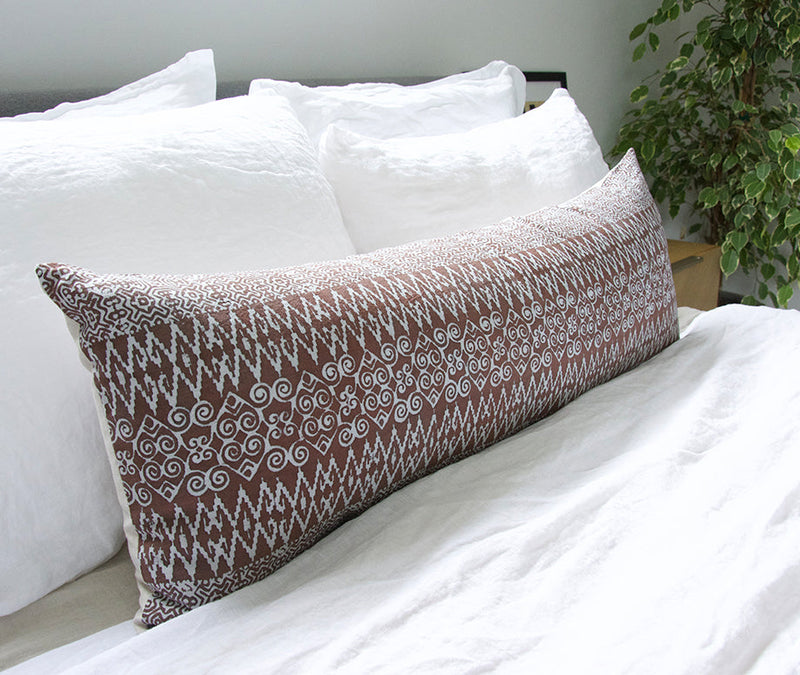 Batik Extra Long Lumbar Pillow - Mocha - 14x36 #3