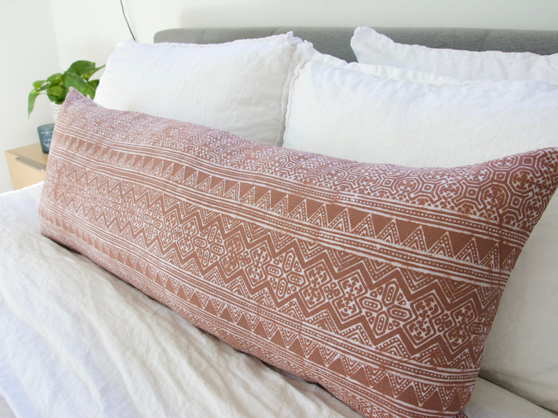 Batik Extra Long Lumbar Pillow Case - Blush - 14x36 #5