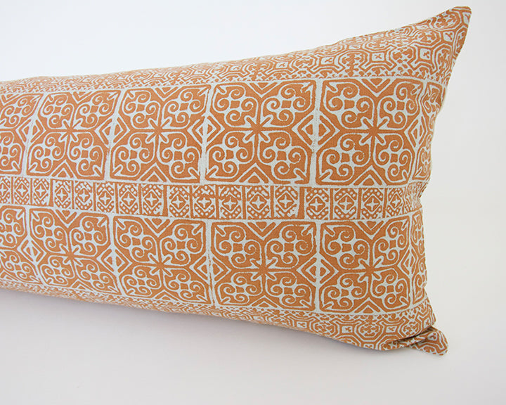 Batik Extra Long Lumbar Pillow - Orange - 14x36
