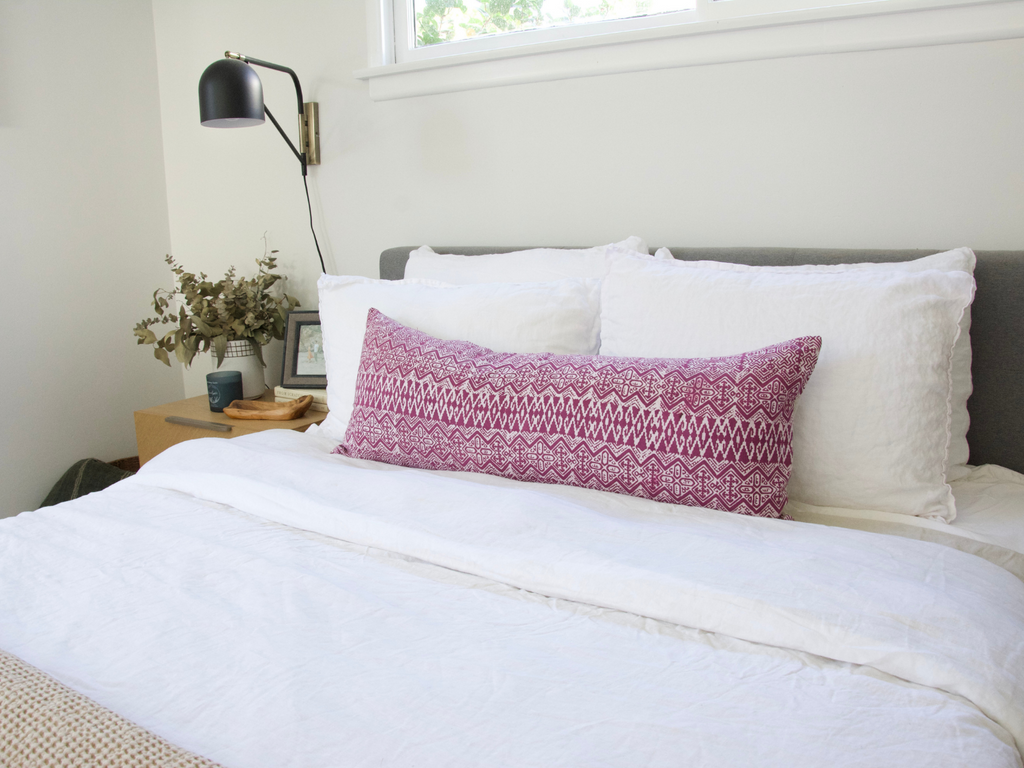 Batik Extra Long Lumbar Pillow #1 - Pink - 14x36