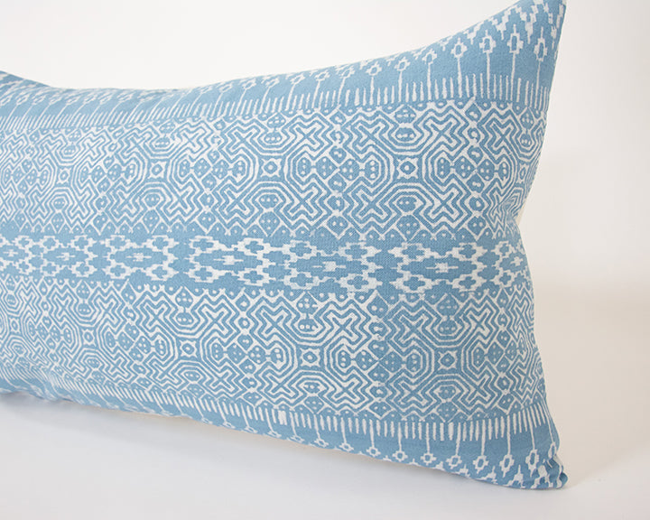 Batik Lumbar Pillow Case - Baby Blue - 14x22