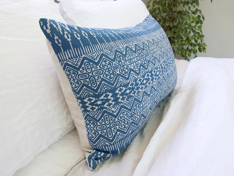 Batik Lumbar Pillow Case - Blue - 14x22