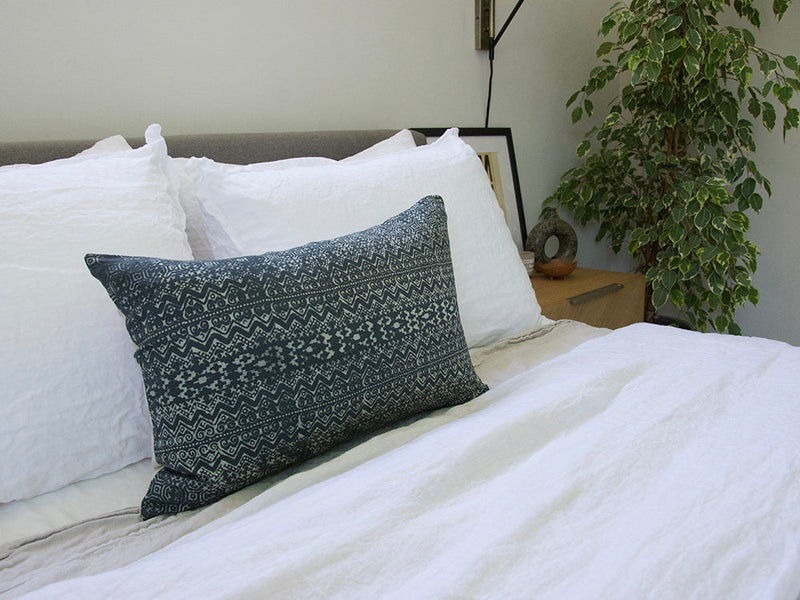 Batik Lumbar Pillow Case - Deep Blue - 14x22