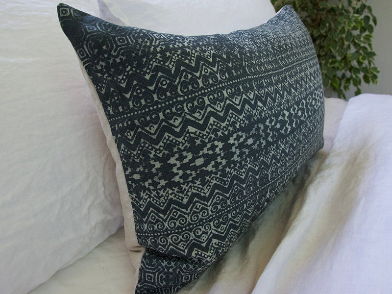 Batik Lumbar Pillow Case - Deep Blue - 14x22