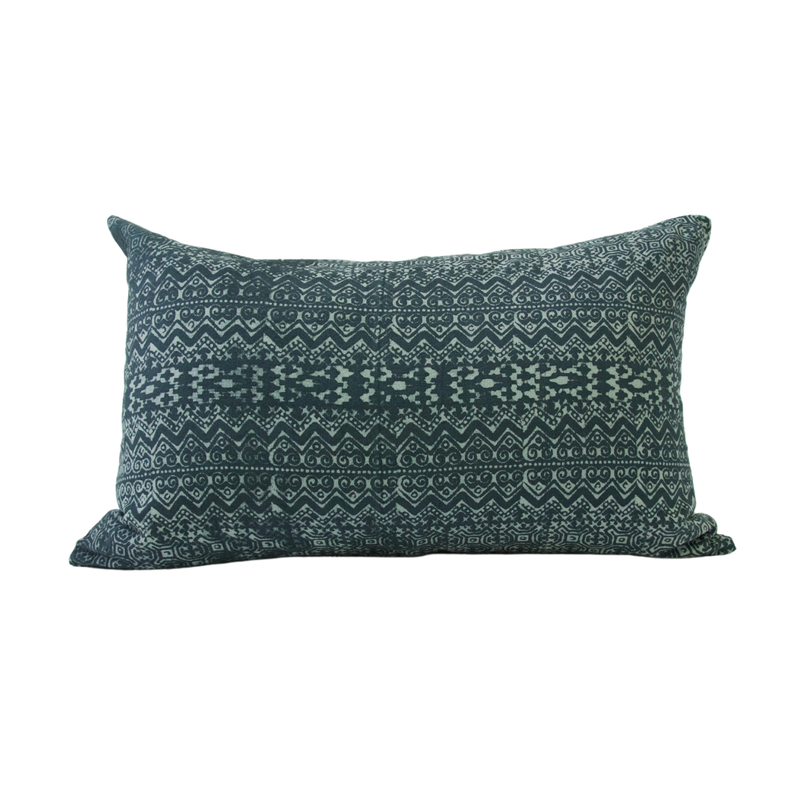 Batik Lumbar Pillow Case - Deep Blue - 14x22 pillow