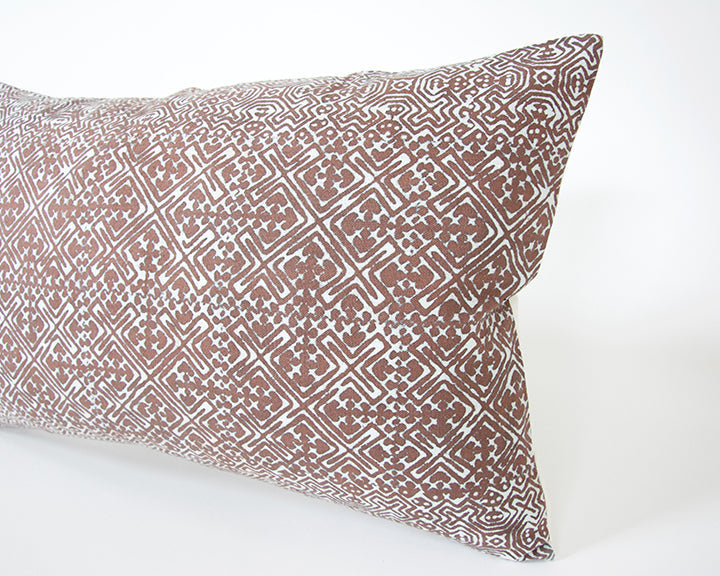 Batik Lumbar Pillow - Mocha - 14x22 #2