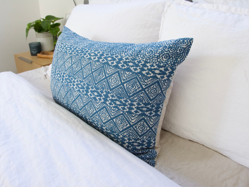 Batik Lumbar Pillow Case - Blue #2 - 14x22