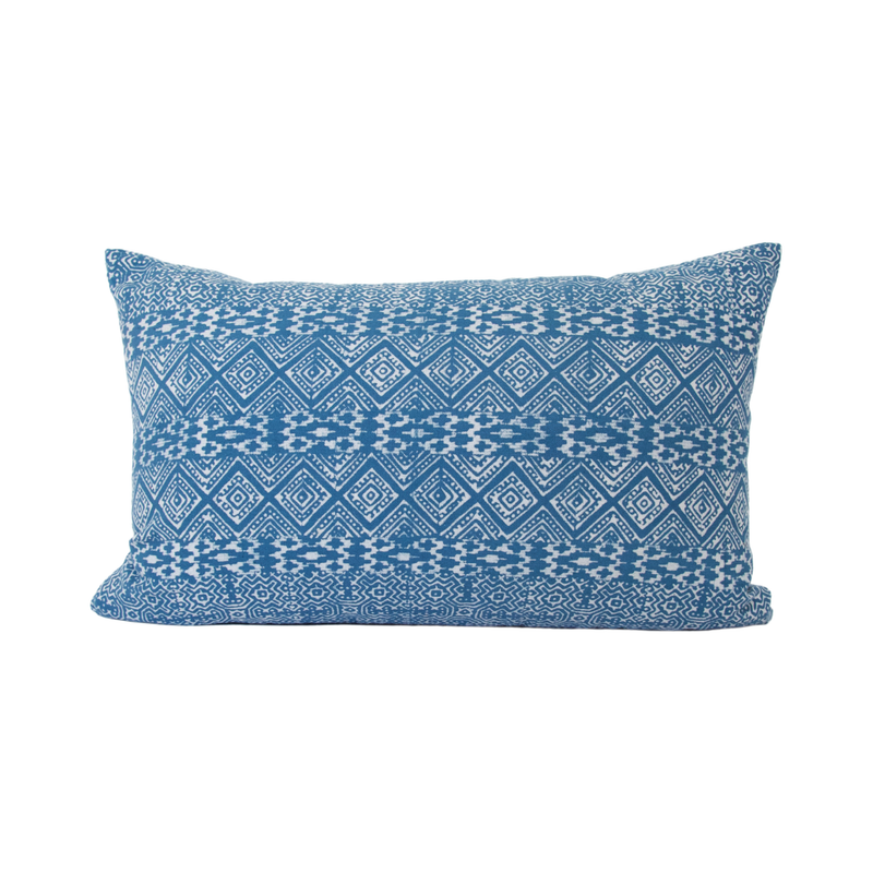 Batik Lumbar Pillow Case - Blue #2 - 14x22 pillow