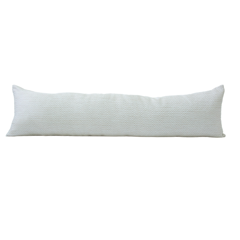 Beige & White Zig Zag Extra Long Lumbar Pillow Case- 14x50 pillow