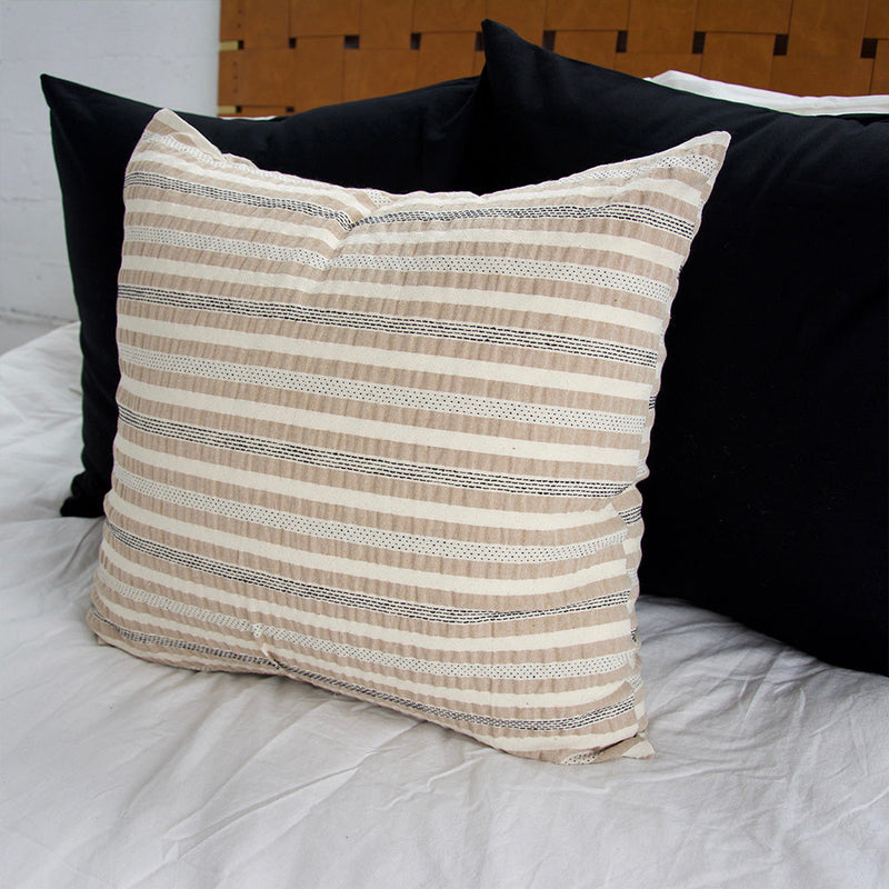 Nude, Cream & Black Striped Accent Pillow Case - 20x20