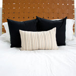Nude, Cream & Black Striped Lumbar Pillow - 14x22