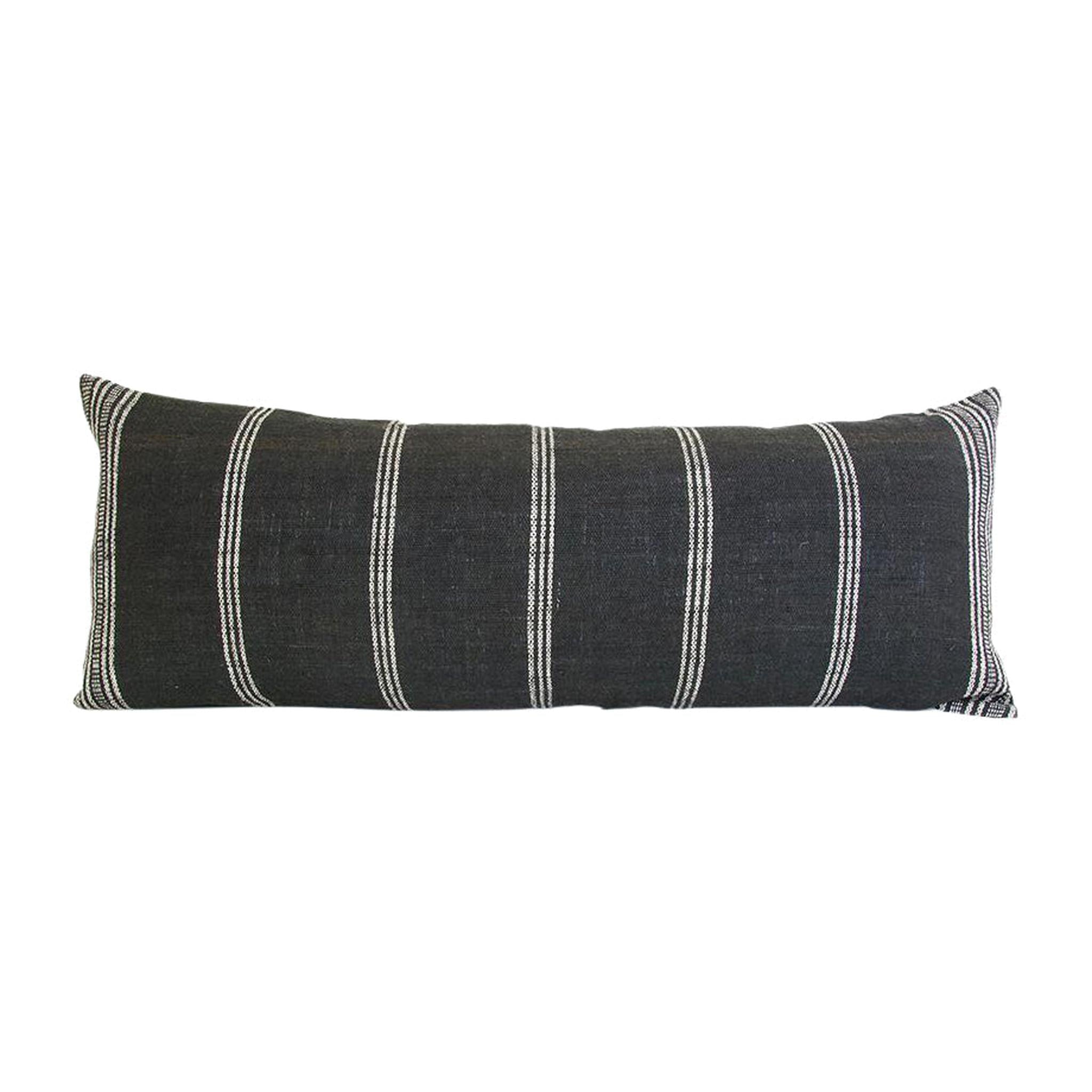 Black Bhujodi Extra Long Lumbar Pillow - 14x36 – Homies