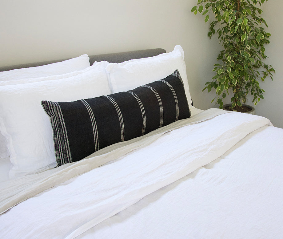Black Bhujodi Extra Long Lumbar Pillow - 14x36