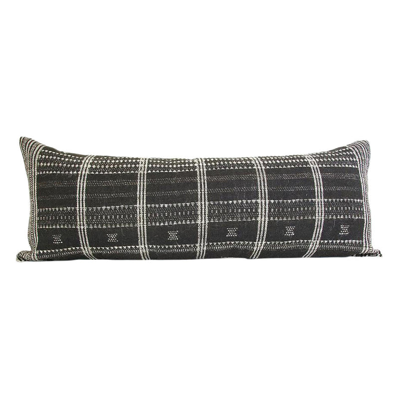 Black Bhujodi Extra Long Lumbar Pillow #1 - 14x36 pillow