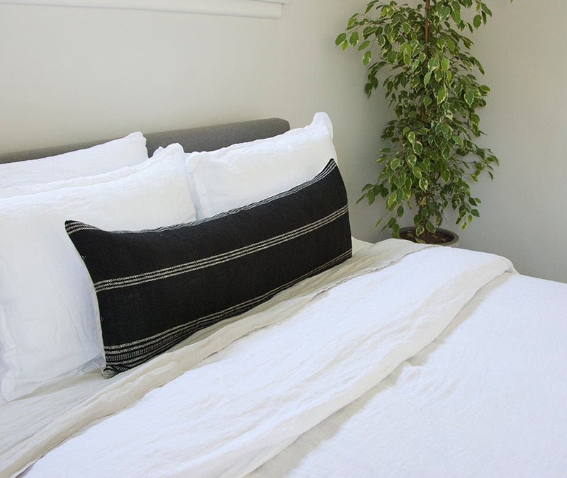 Black Bhujodi Extra Long Lumbar Pillow #2 - 14x36