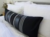 Mixed: Black Diamond & Southwest Stripes / Black Faux Leather Extra Long Lumbar Pillow Case #2 - 14x36