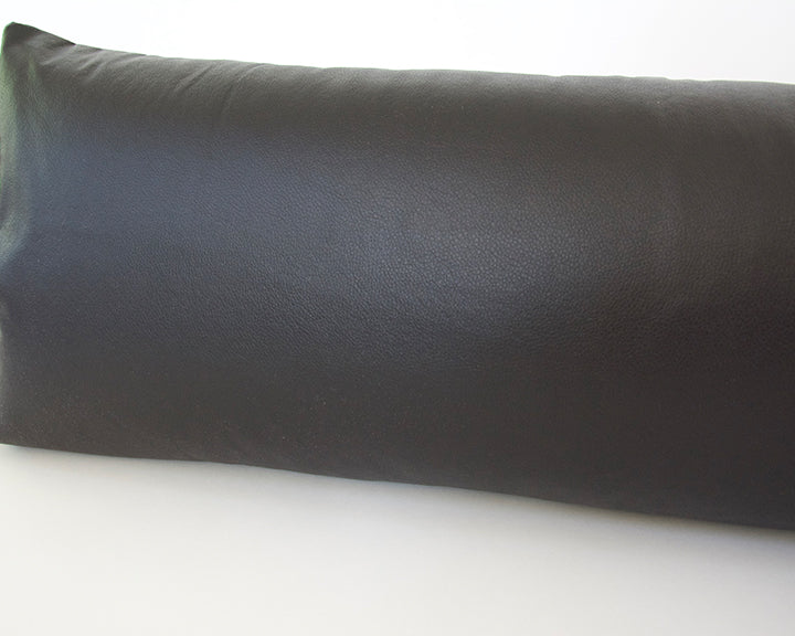 Black Faux Leather Extra Long Lumbar Pillow Case - 14x36