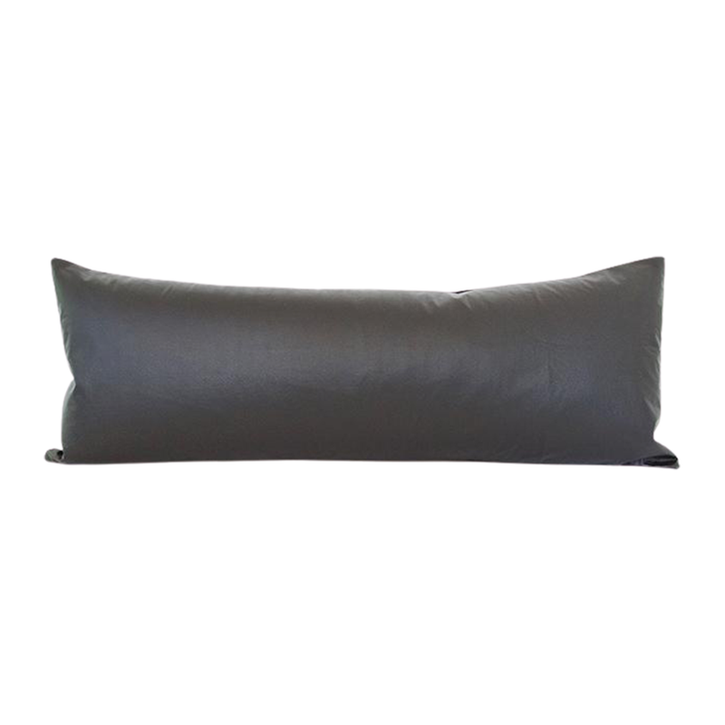 Black Faux Leather Extra Long Lumbar Pillow Case - 14x36 pillow