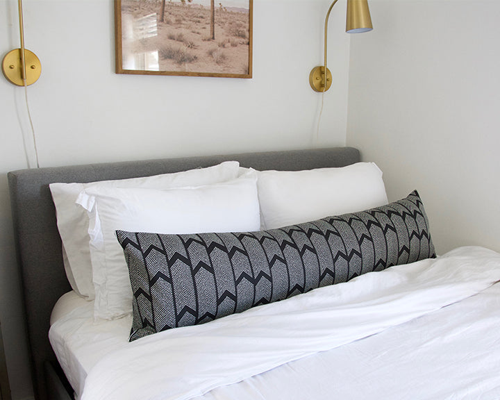 Black Boho Arrow Extra Long Lumbar Pillow - 14x50
